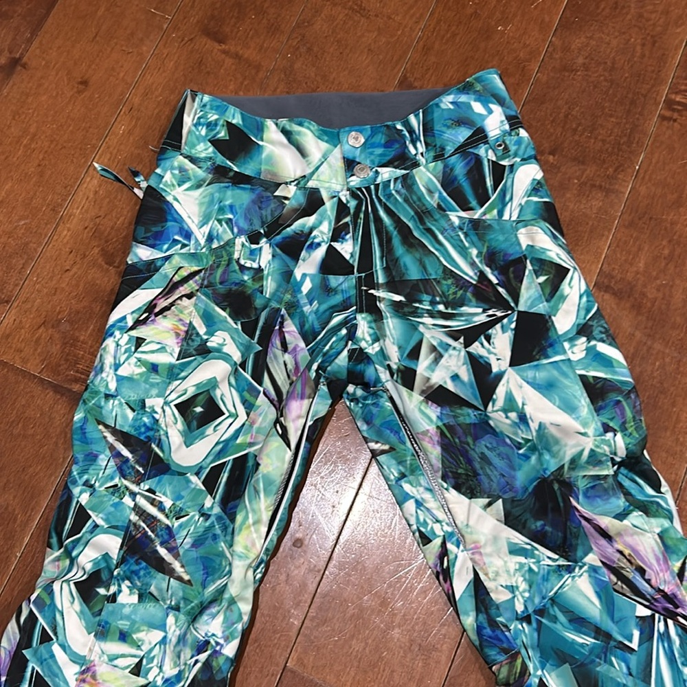 Obermeyer teal multicolored ski/snowboard snow pants M (size 10-12)